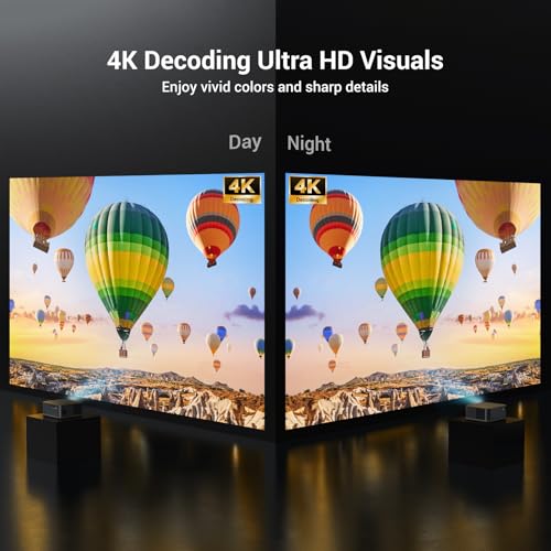 2000 ANSI 4K Decoding Projector with WiFi and Bluetooth, HAPPRUN Movie Home Theater with Auto Focus, 300'' Display for I - Additional View