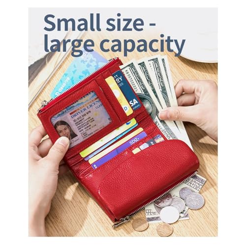 Unisex Pebble Leather Wallet, Small Wallets for Women, Women's Genuine Leather Coin Purse with Credit Card Holder, Coin Holder & Cash Slots, Genuine Leather Wallet for Women (Dark Blue)2