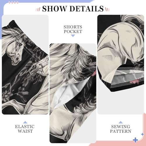 ZZXXB Horse Rose Flowers Boys Long Pants Soft Trousers Elastic Waist Kids Lounge Bottoms with Pockets S-XL4