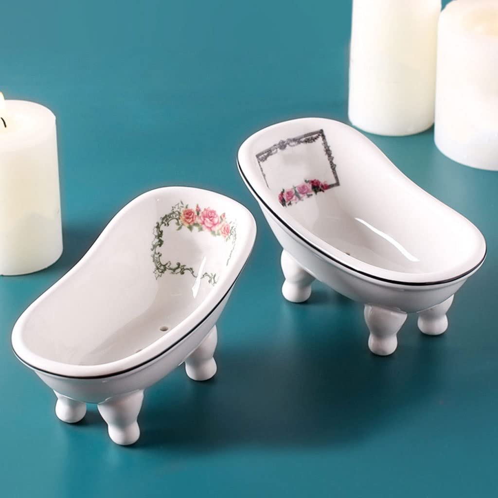 Jabonera Autodrenante Estilo nórdico Cerámica Drenaje de jabón de encimera caja de jabón interior lavabo baño cocina personalidad creativo baño baño jabón Jabonera Jabonera Guardar (Color : A)