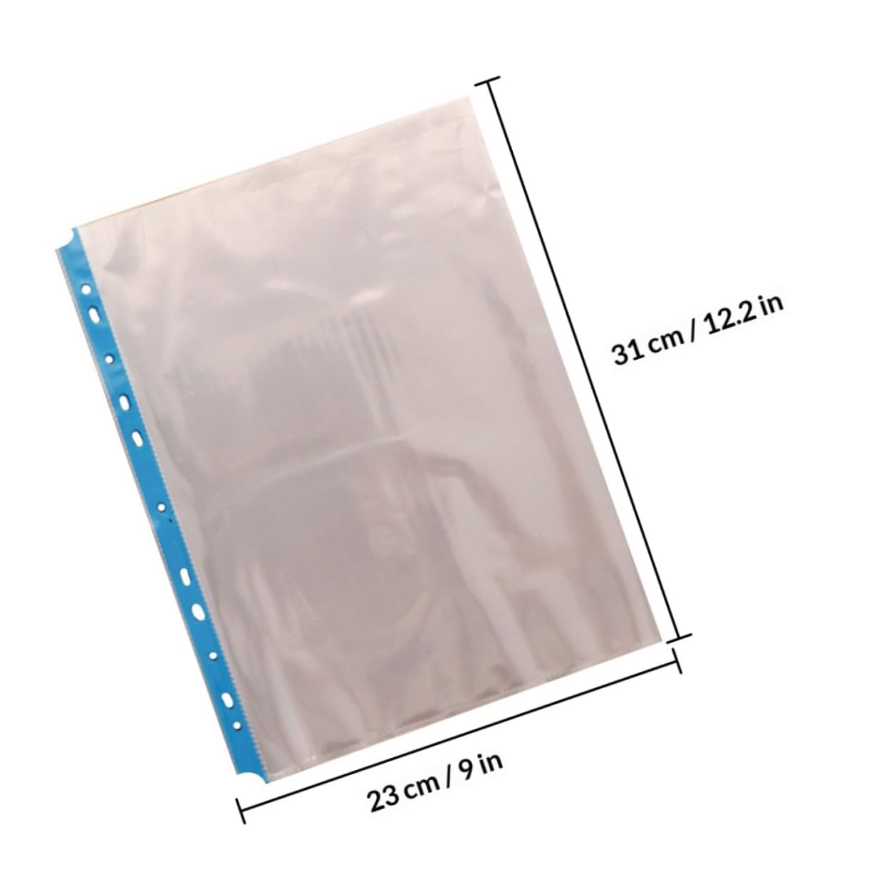 Lot de 100 Protège-Feuilles A4 Transparents Perforés 11 Trous Protecteurs de Feuilles sans Acide Pochettes de Classement Colorées pour Documents Bureau École et Archivage