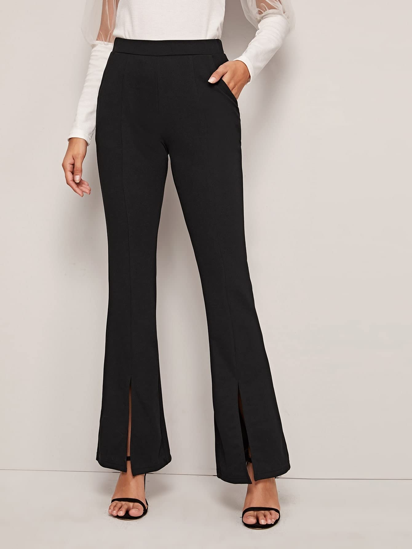 Womens Pants High Waist Slit Hem Leg Pants Work Casual Pants