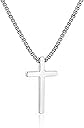 M MOOHAM Cross Necklace for Men, Silver Black Gold Stainless Steel Plain Cross Pendant Necklace for Men Box Chain 16-30 Inch