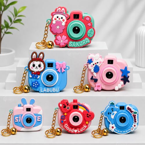 Image of GRAPHENE Cartoon Camera Projection Real Charm Multicolor Key Chain Projector Toy Cute Bell Keyring 5-10 Years Kids Boys Girls Birthday Kitty Return Gifts School Hand Bags Key Ring (Pack of 6)