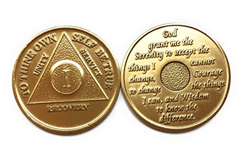 1 year bronze aa alcoholics anonymous birthday - anniversary recovery medallioncoinchip model