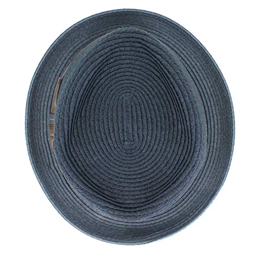 Image of Belfry Men /Women Summer Straw Pork Pie Trilby Fedora Hat in Blue, Tan, Black