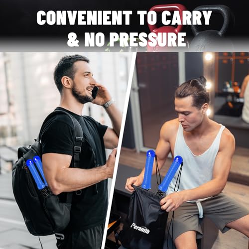 Weighted Ropeless Battle Rope, Heavy Duty Battle Sticks, Portable Fitness Equipment for Home Gym, HIIT, Cardio & Full Body Strength Training for Men & Women (Ropeless Blue) — view 5