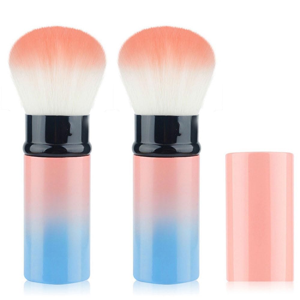 Retractable Brush Powder Brush Foundation Makeup Brush Retractable Brush Powder Brush for Applying Foundation Powders and Mineral Cosmetics Blue Pink (Blue Pink2)
