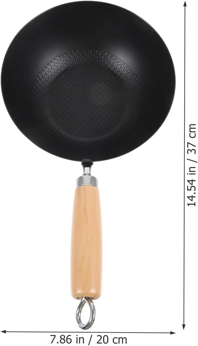 Cabilock Small Iron Pot Japanese Style Mini Wok 8 Inch Flat Bottom Cast Iron Pan for Single Serving Cooking Compatible with Induction Gas Electric Stoves