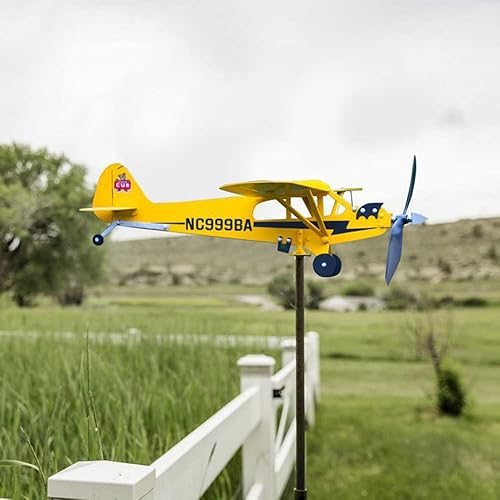 Miniatura 3 de Piper J3 Cub - Veleta de avión de metal 2023, hilandero de viento de avión, molino de viento de jardín, veleta para jardín, patio, césped,