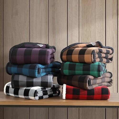 Image of Eddie Bauer - Blanket, Super Soft Reversible Sherpa & Brushed Fleece Bedding, Throw Blankets for Couch, Ideal for Lounging (Cabin Plaid Green)
