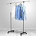 Produktbild WeFun Verstellbarer Stahl Doppel kleiderständer mit Rollen,kleiderständer stabil und belastbar