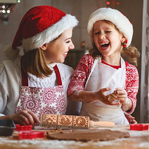 Xinbada Nativity Rolling Pin Christmas Pattern Xmas Wooden 3D Springerle Engraved Embossing With Jesus 9 Different Scene Design For Baking Cookies #TOP6