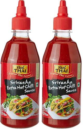 Image of Real THAI Original Thai Cuisine Sriracha Extra Hot Chilli Sauce, 430ml,Red,7259 (Pack of 2)