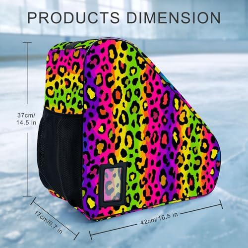 Bzocm Leopard Print Skate Bag For Ice Roller Inline Skates With Adjustable Shoulder Strap Fit Women Men Adults - 1