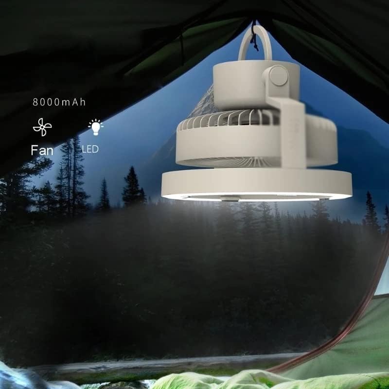 DAVBIR 8000mAh USB Rechargeable Air Circulation Fan 3 Speed Desk Fan With LED Lamp Hanging Fan Outdoor Camping Easy to carry beautiful