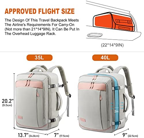 LOVEVOOK 40L Handbagage Rugzak Reisrugzak Vliegtuig, Uitbreidbare Vlucht Geteste Rugzak, Waterdichte Supergrote Laptoprugzak Voor 17,3 Inch, Herenrugzakken Voor Weekender Reizen Zakelijk Werk, Donkergroen