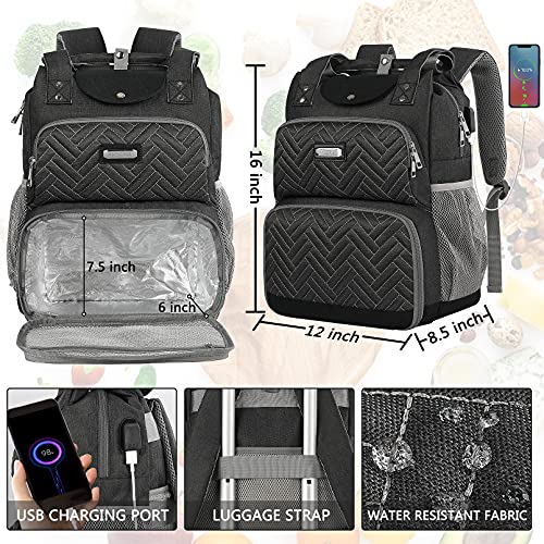 Mogplof Lunch Backpack, Backpack Lunch Bag For Women, 15.6 Inch Lunchbox Backpack With Usb And Rfid Pockets, Water-Resistant Backpack With Lunch Compartment,Laptop Lunch Bag For Work Picnic #TOP3