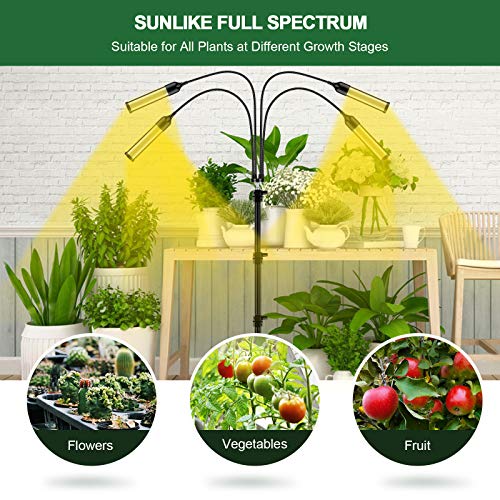 Grow Light with Tripod Stand, Balhvit 288PCS LED Grow Lights for Indoor Plants Full Spectrum with 3/6/12H Memory Timer & 6 Dimmable Levels, Sunlike Floor Plant Light for All Growth Stages - Thumbnail 7