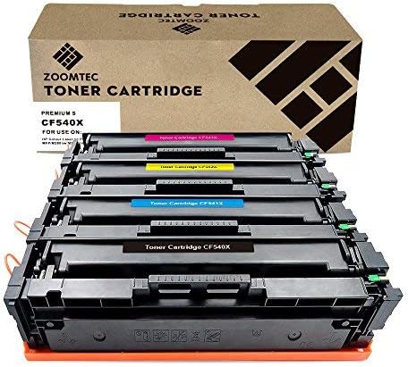 ZOOMTEC Compatible for HP 203X CF540X CF541X CF542X CF543X Toner Cartridge work for HP Colour LaserJet Pro MFP M281fdw, MFP M281fdn, MFP M280nw, M254dw, M254nw Printers (4 Pack)