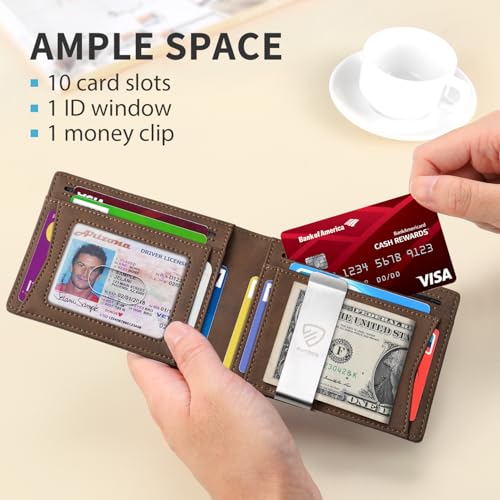 Image of RUNBOX Mens Slim Wallet with Money Clip RFID Blocking Bifold Credit Card Holder for Men with Gift Box
