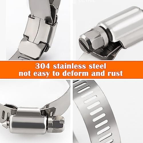 Image of Dianrui 25 PCS Hose Clamps 1 /4 inch-1 /2 inch (6-12mm)304 Stainless Steel Worm Gear Fuel Line Hose Pipe Clamps for Fuel Line, Plumbing, Intercooler and Tube