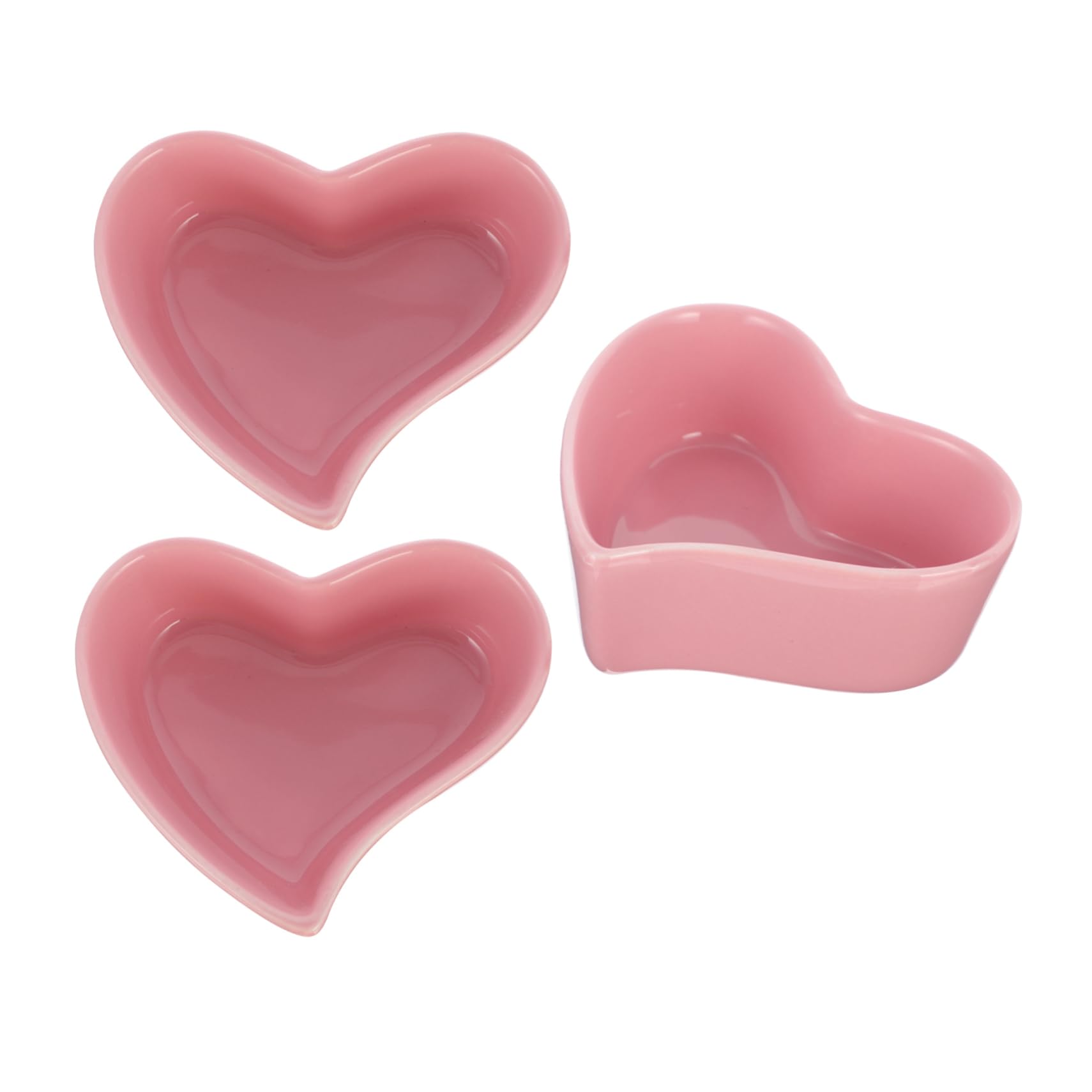 KICHOUSE 3Pcs Heart Shape Seasoning Bowl Cute Condiment Dishes for Sushi Snack Dipping Sauces Material for Sweet Sour Soy Sauce Each