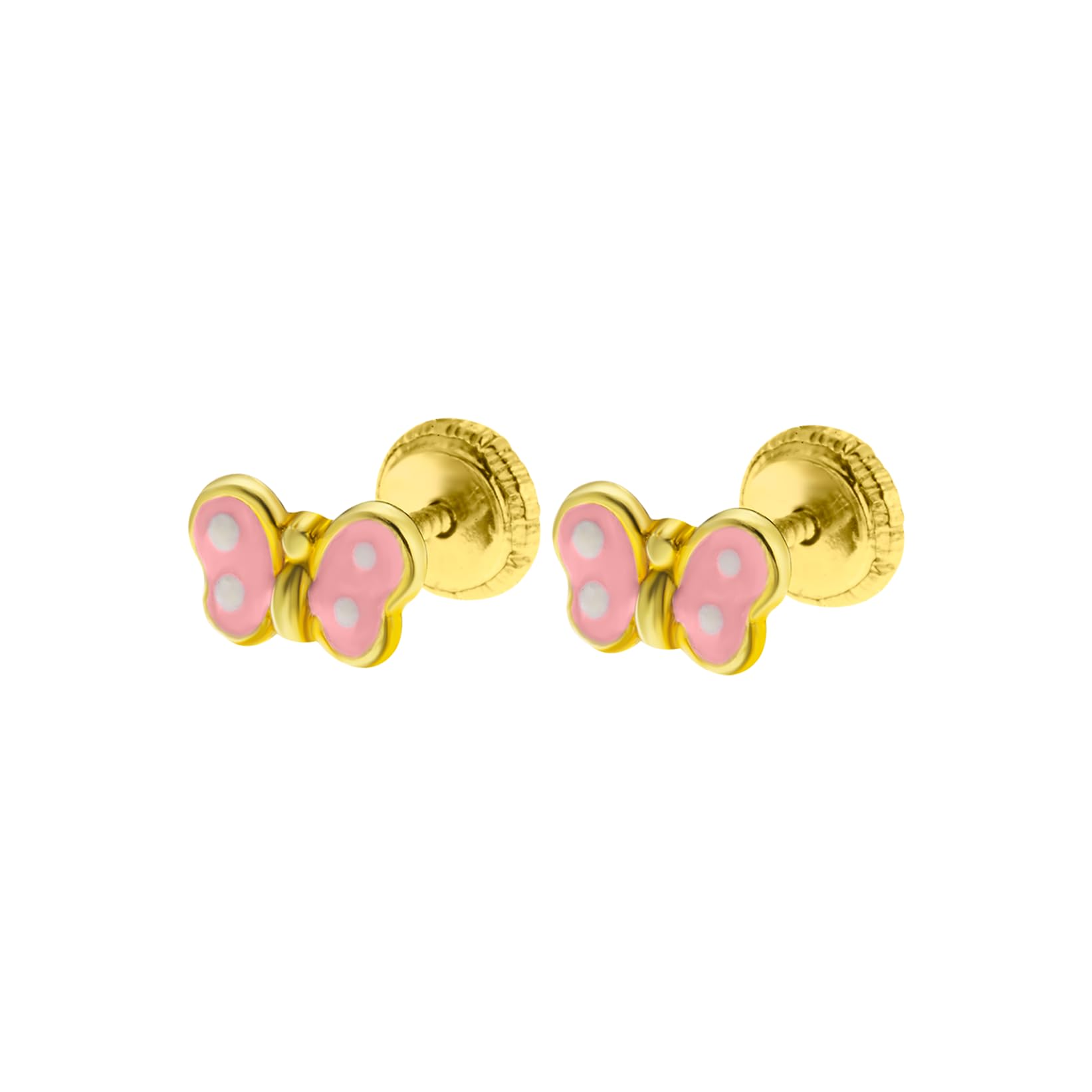 TIME ROAD Pendientes Bebé Niña de Oro 9K LG00104/5 | Pendientes de Mariposa 5 mm, Infantil 3, 6, 12 a 24 meses, Ideal como Regalo de Nacimiento, Bautizo o Cumpleaños
