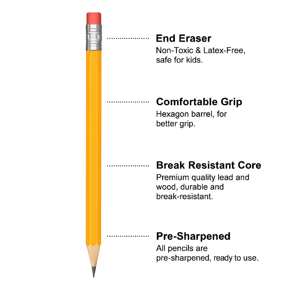 Pack of 50 HB Pencils, drawing pencils, Minimal Smudging, Ideal School Supplies Stationery, Classroom and Study Essentials - Image 4