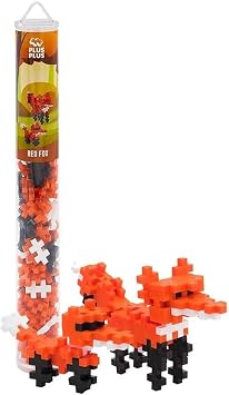PLUS PLUS Fox - 3D Animal Figurine Building Block Set Tube, Mini Interlocking Puzzle Pieces, Fun Stem Toys for Kids