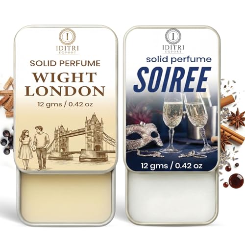 Image of Solid Perfume |wight london&Soiree Alcohol Free Wax Perfume Balm, Long Lasting | Pocket Tin 12g, Pack Of 2| Non Greasy Smooth Glide, Travel Friendly Unisex Gifts He Or Her