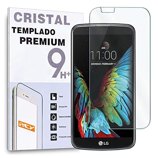 REY Protector de Pantalla para LG K10, Cristal Vidrio Templado Premium