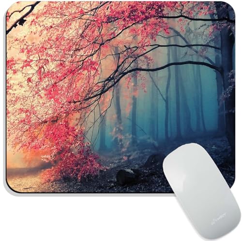Image of Mouse Pad Beautiful Autumn Tree, Premium-Textured Custom Mouse Mat Design, Washable Mousepad Lycra Cloth, Non-Slip Rubber Base Computer Mouse Pads for Wireless Mouse