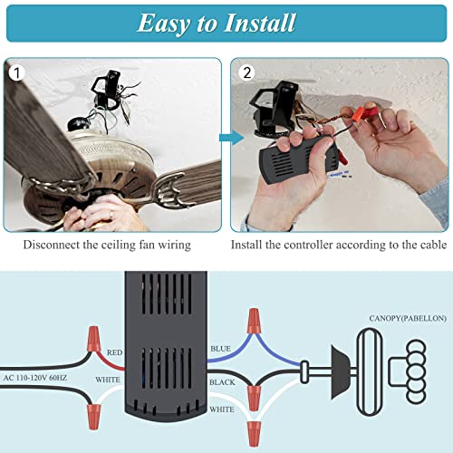 Image of Universal Hunter Ceiling Fan Remote Control Kit, Smart Wi-Fi Control Kit | Works for Hunter Harbor Breeze Hampton Bay, Compatible with Alexa, Google Assistant and Smart Life App, 3-Speed, Light Dimmer