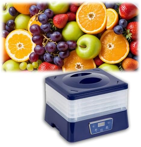 Adjustable Food Dehydrator with 5 Trays, Temperature Control & Timer - Home Freeze Dryer for Fruits, Vegetables, Jerky, Fish & Chicken - Perfect for Healthy Snacks
