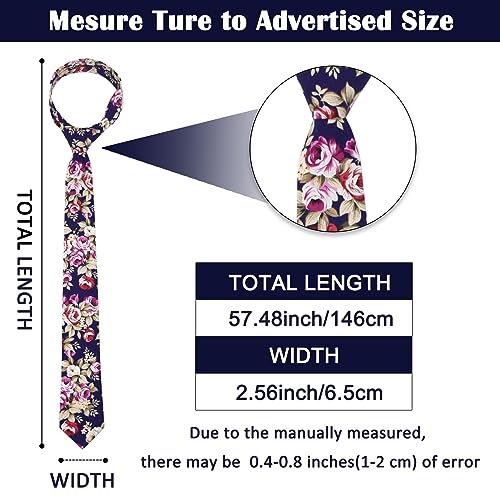Image of Mantieqingway Men's Cotton Floral Neck Tie 2.56'' Printed Skinny Tie