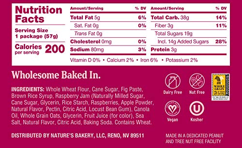 Nature’s Bakery Whole Wheat Fig Bars, Raspberry, Real Fruit, Vegan, Non-Gmo, Snack Bar, 1 Box With 12 Twin Packs (12 Twin Packs) #TOP2