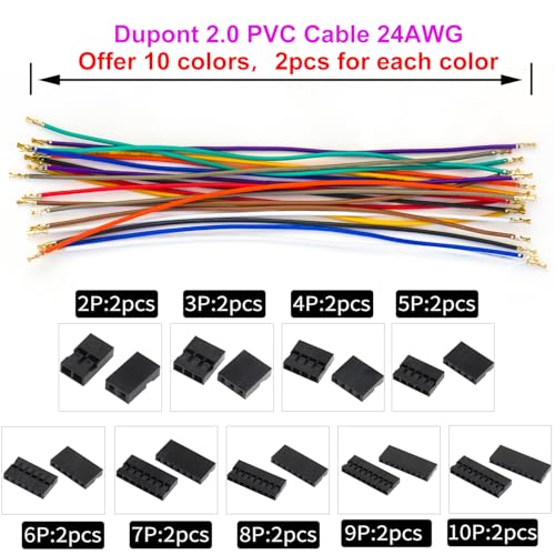 Cable pre-crimpado Dupont 2.0mm, 50cm, 24AWG, 10 colores miniatura 2