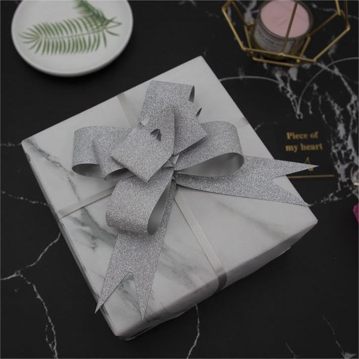 Miniatura 4 de Lazos verdes brillantes, 20 lazos de dos tamaños diferentes para envolver regalos, lazos de cesta de regalo para bodas, ramo de regalo, decoración