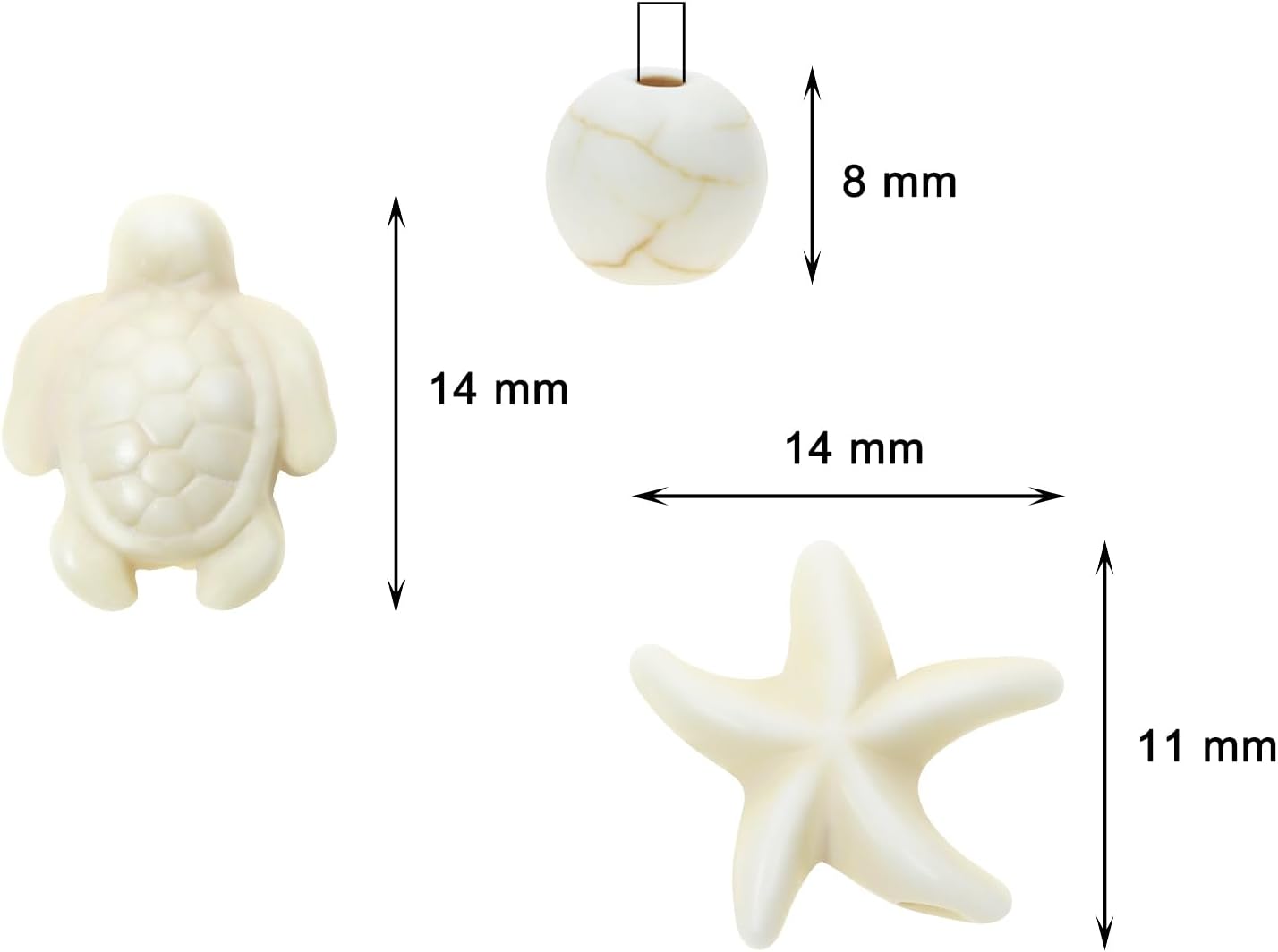 PENTA ANGEL Sea Turtle/Star Beads 90Pcs Tortoise Starfish/Round Beads Small Synthetic Ocean Animal Summer Loose Spacer Bead Charms for Lucky Earring Necklace Bracelets Jewelry Making - Image 2