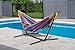 Vivere Double Cotton Hammock with Space Saving Steel Stand, Upgraded Polyester End Strings 450 lb Capacity - Premium Carry Bag Included - USA Grown Cotton (Tropical)