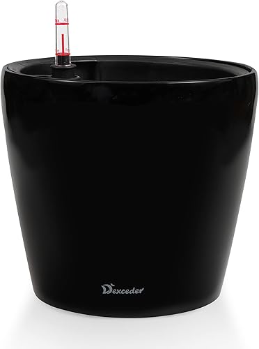 Vista 9 de Dexceder 15x14 Maceta de Autorriego con Ruedas para Interior y Exterior, Diseño de Maceta Interna, Maceta Grande y Gruesa para Piso con Indicador