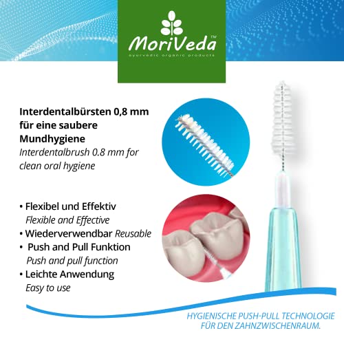 MoriVeda® NP-Vital Interdentalbürsten 0.8mm grün - Zahnzwischenraumbürsten mit Dental Labore entwickelt - Push-Pull Funktion - 12 Stück – Bild 3