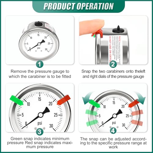 Image of 0-30PSI Stainless Steel Liquid Filled Pressure Gauge, 2.5 inch Single Scale Face Dial, 1 /4 inch NPT Back Mount, for Tube, Water Pump, Gas, Liquid, Pressure Test (with Range Mark Pointer)