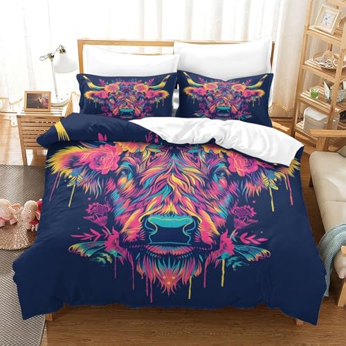 Housse de couette double 200x200cm à rayures marines en microfibre - 3