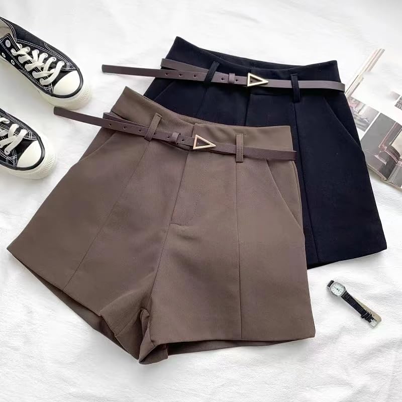 Pantalones cortos casuales para mujer de cintura alta para primavera y verano, Caqui5, S