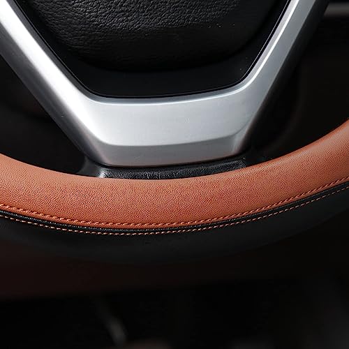 Image of Valleycomfy Microfiber Leather Steering Wheel Covers Universal 15 inch (Brown)