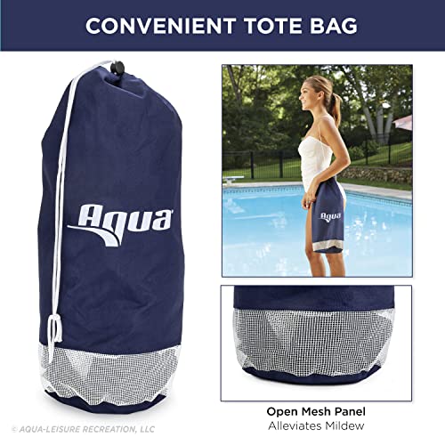 Image of Aqua 4-in-1 Deluxe Monterey, Resort-Quality Pool Float and Water Hammock,Multi-Purpose, Inflatable Pool Floats for Adults with Thick, Durable Material, Navy /Green Stripe