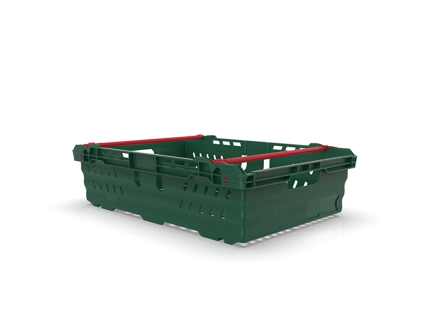 Autorce Green Stacking Nesting Crate Ventilated With Bale Arm Plastic Box, Durable Foldable Stackable Crate Supermarket Storage Box (40 Litre - 400X600x170mm - )