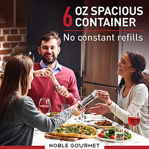 Salt & Pepper Grinder Set Of 2 - Refillable Mills & Shakers - For Pink Himalayan & Sea Salt, Black Peppercorn, Spices - Stainless Steel, Large Glass - Adjustable Ceramic Coarse - Premium Gift Box Pack #TOP5